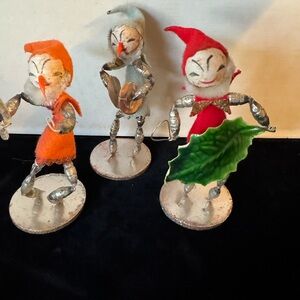 Partial Set of 3 Gnome Band Figures with Mercury Glass Arms & Legs